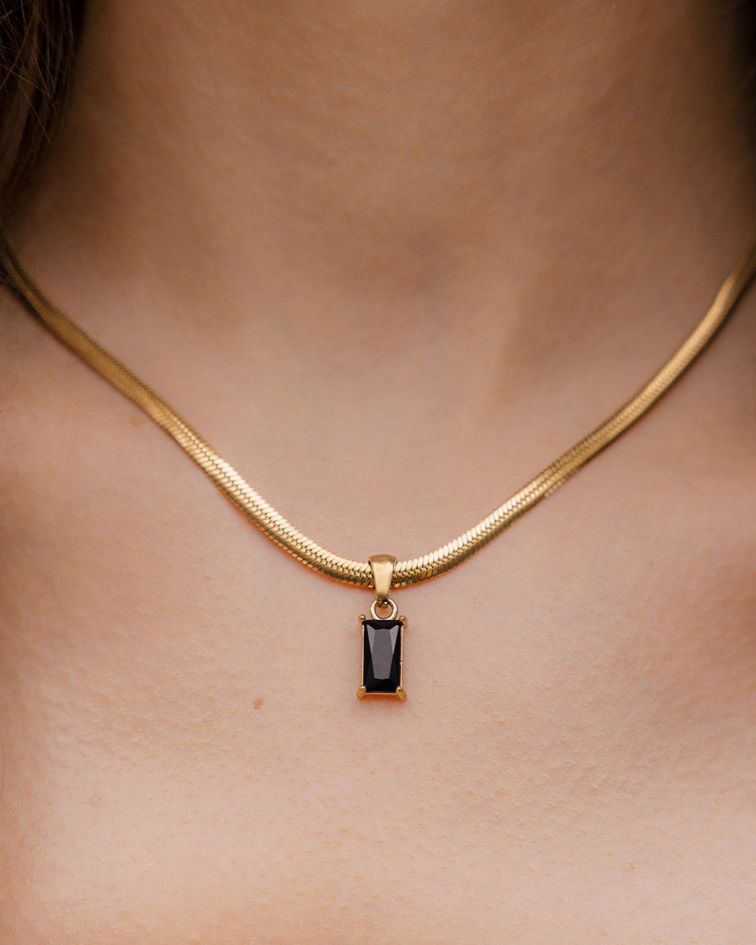 Collar Dije Baguette Negro - Acero Inoxidable