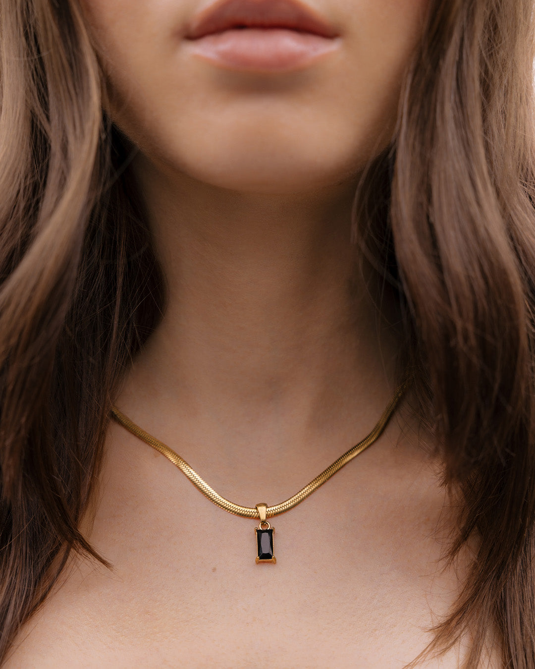 Collar Dije Baguette Negro - Acero Inoxidable