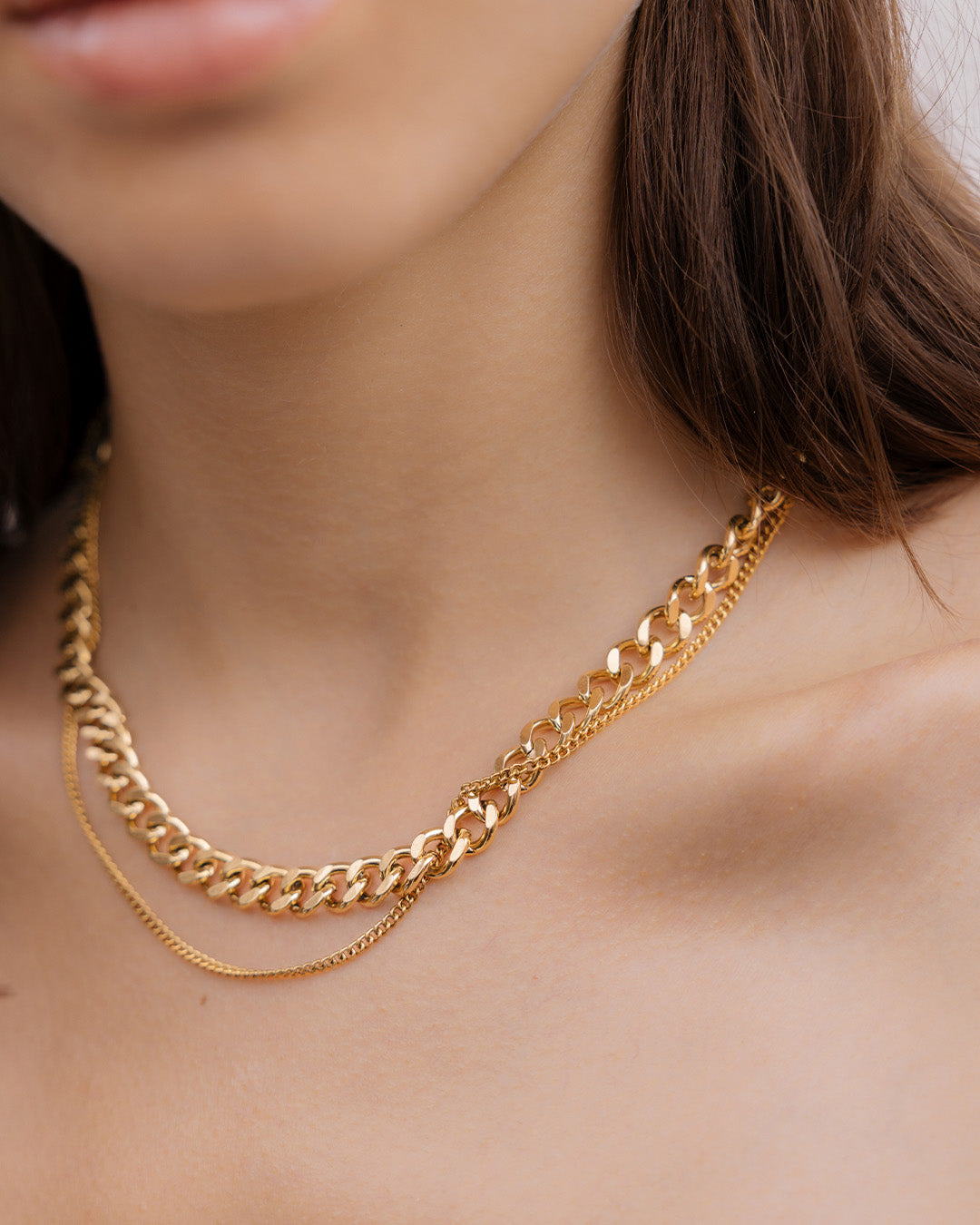 Collar Doble Cadena Eslabones - Acero Inoxidable