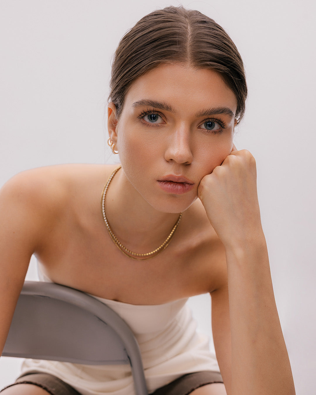 Collar Doble Tennis Oro - Acero Inoxidable