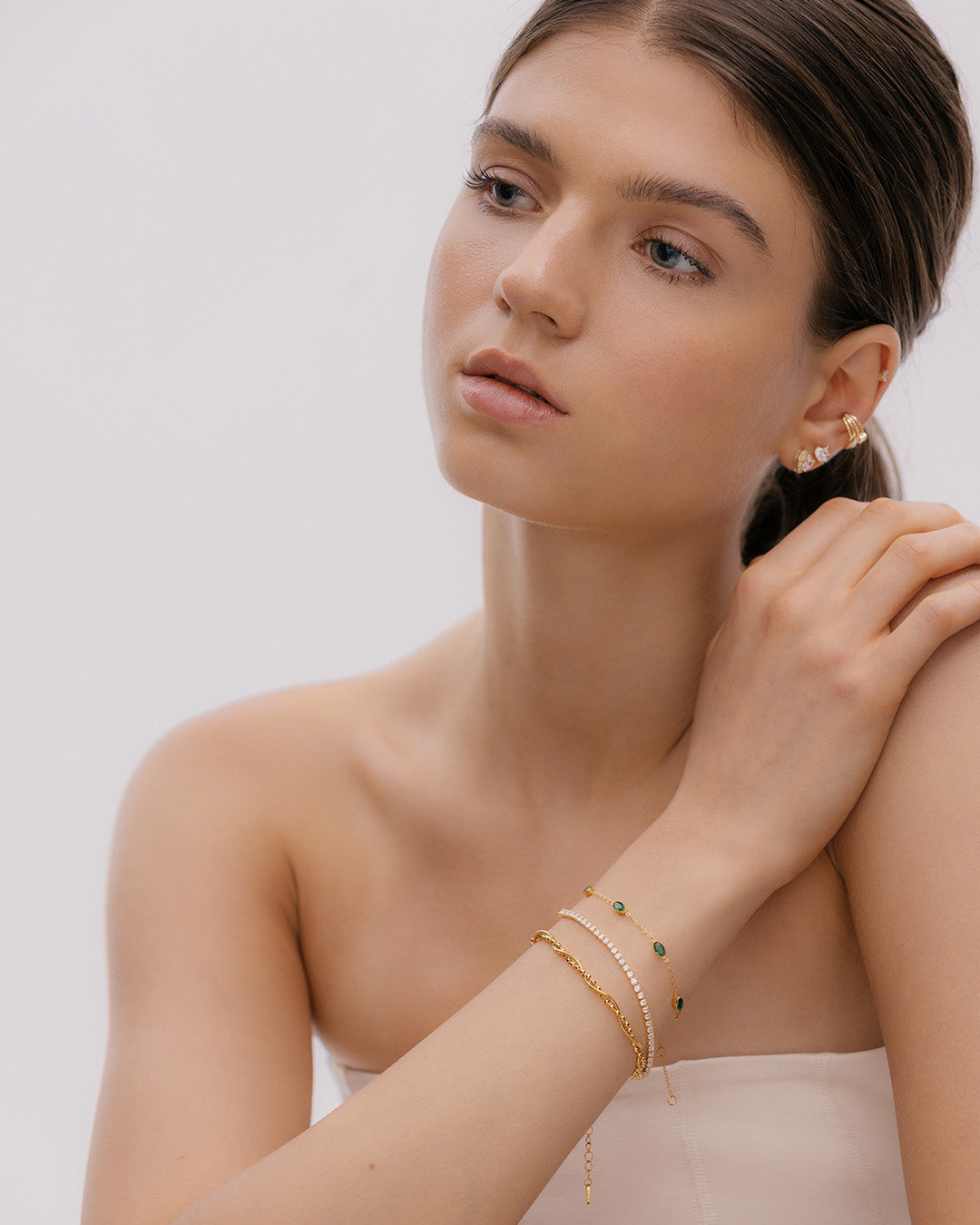 Pulsera Enlazada Balines Oro - Acero Inoxidable