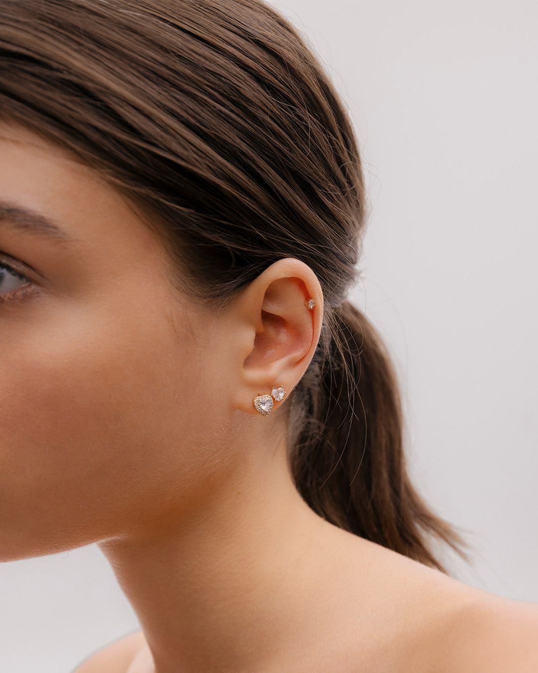 Set X3 Aretes Corazón Cristal