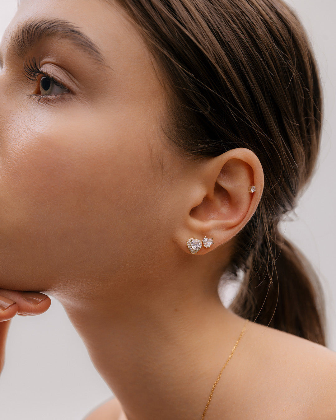 Set X3 Aretes Corazón Cristal