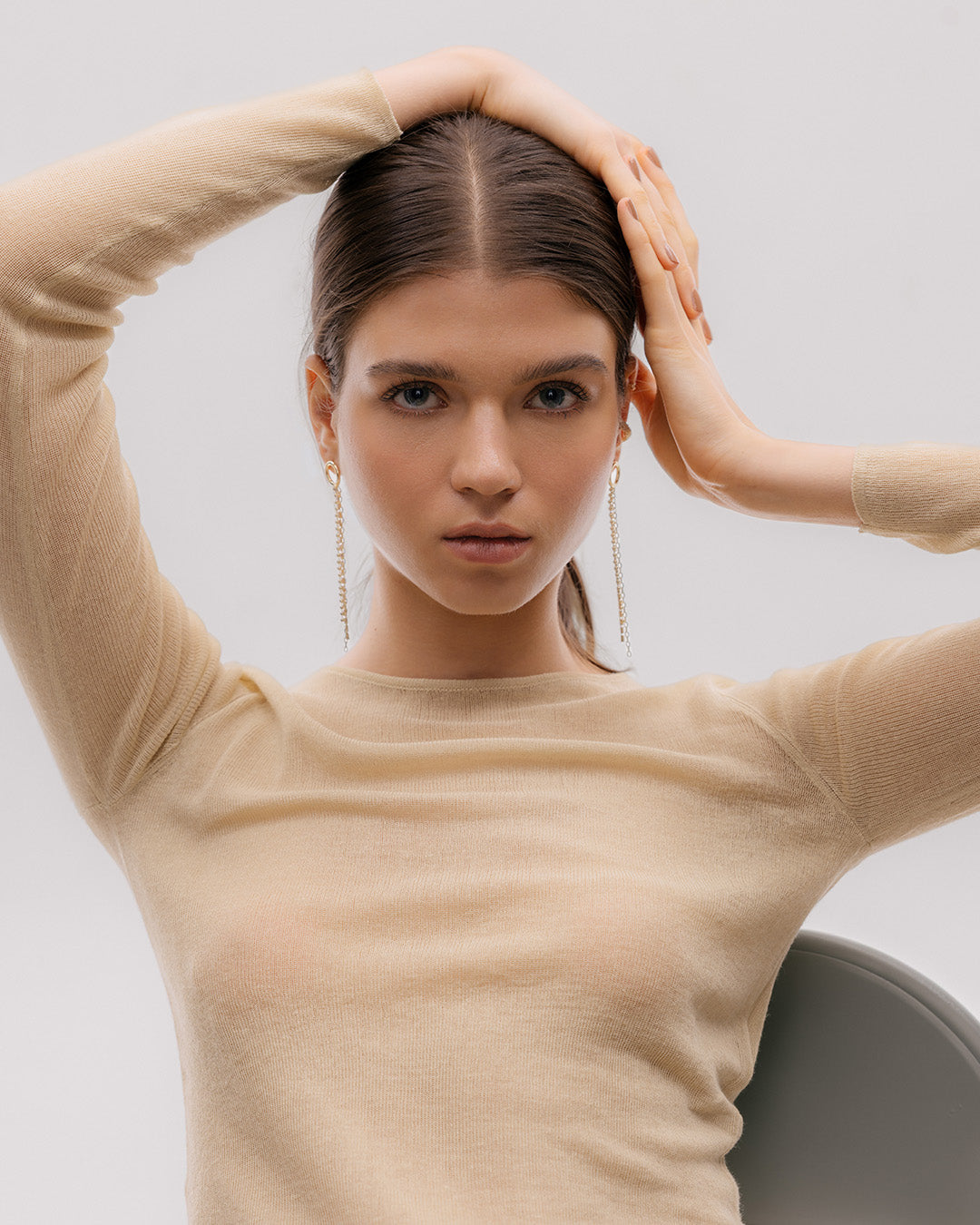 Aretes Largos Cristales y Cadena