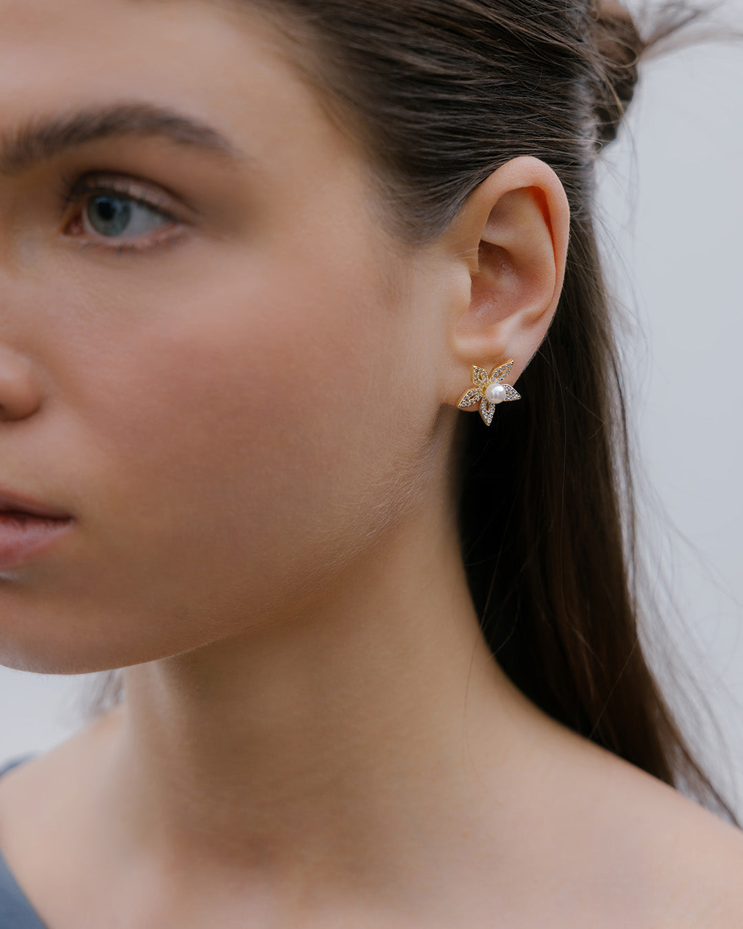 Aretes Flor Cristales