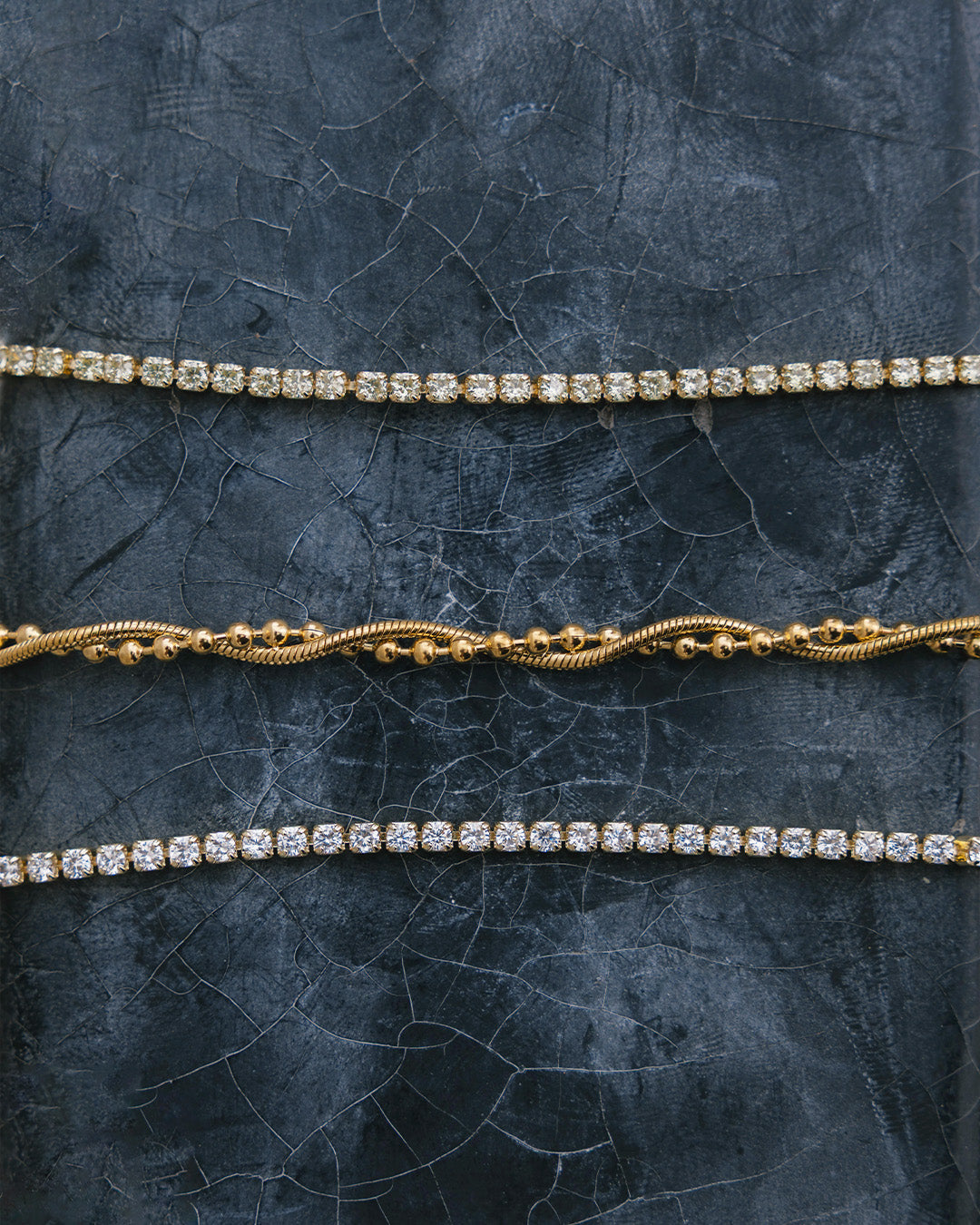 Pulsera Enlazada Balines Oro - Acero Inoxidable