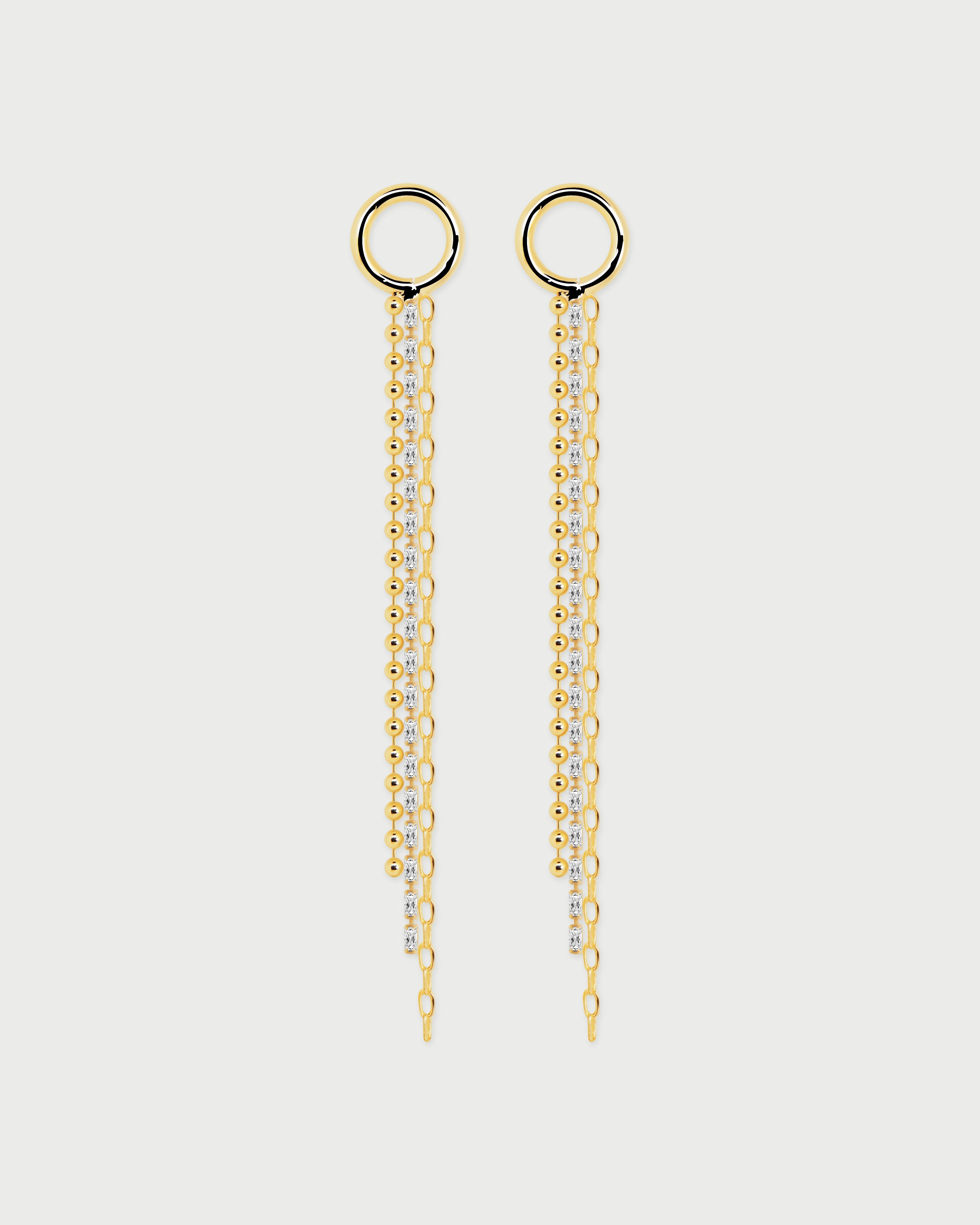 Aretes Largos Cristales y Cadena