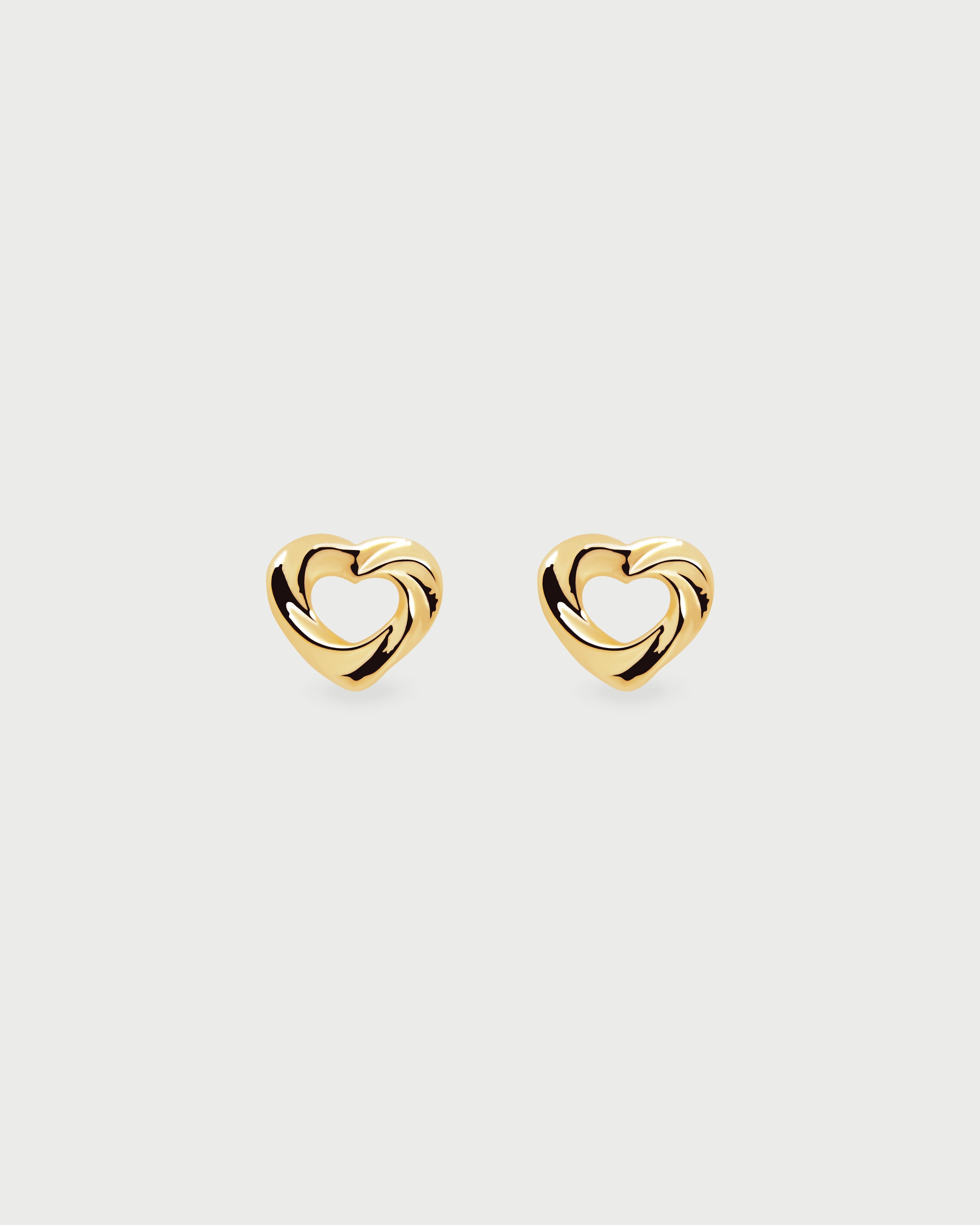 Aretes Corazón Doble Oro