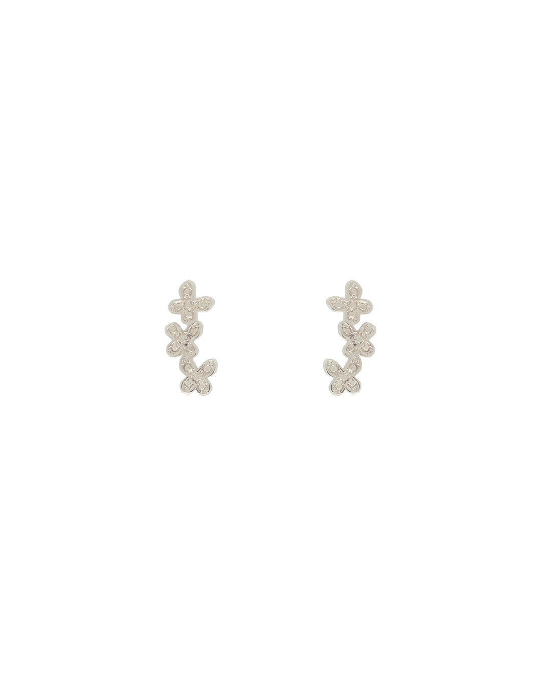 Aretes Encanto con tres mini mariposas en plata