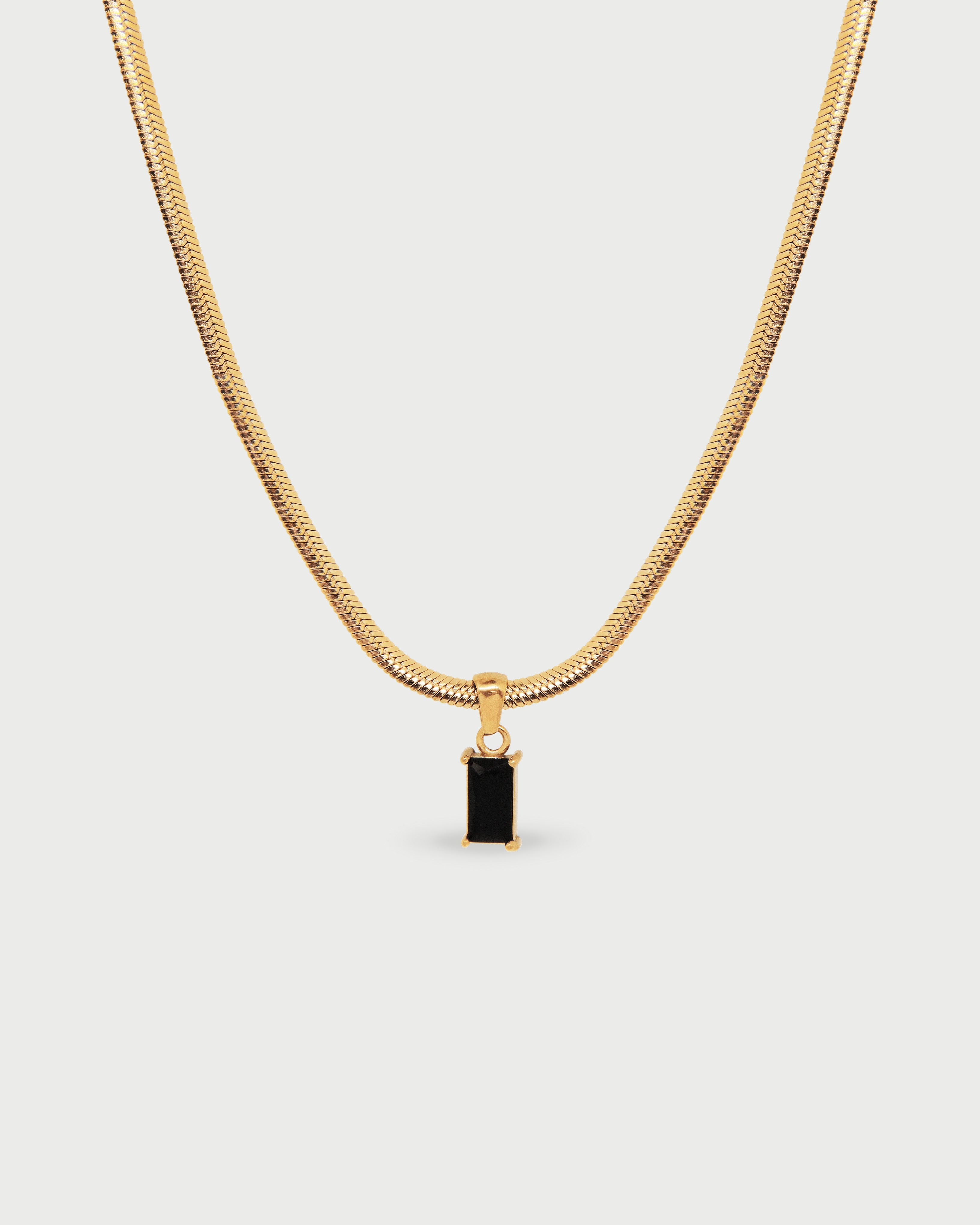 Collar Dije Baguette Negro - Acero Inoxidable