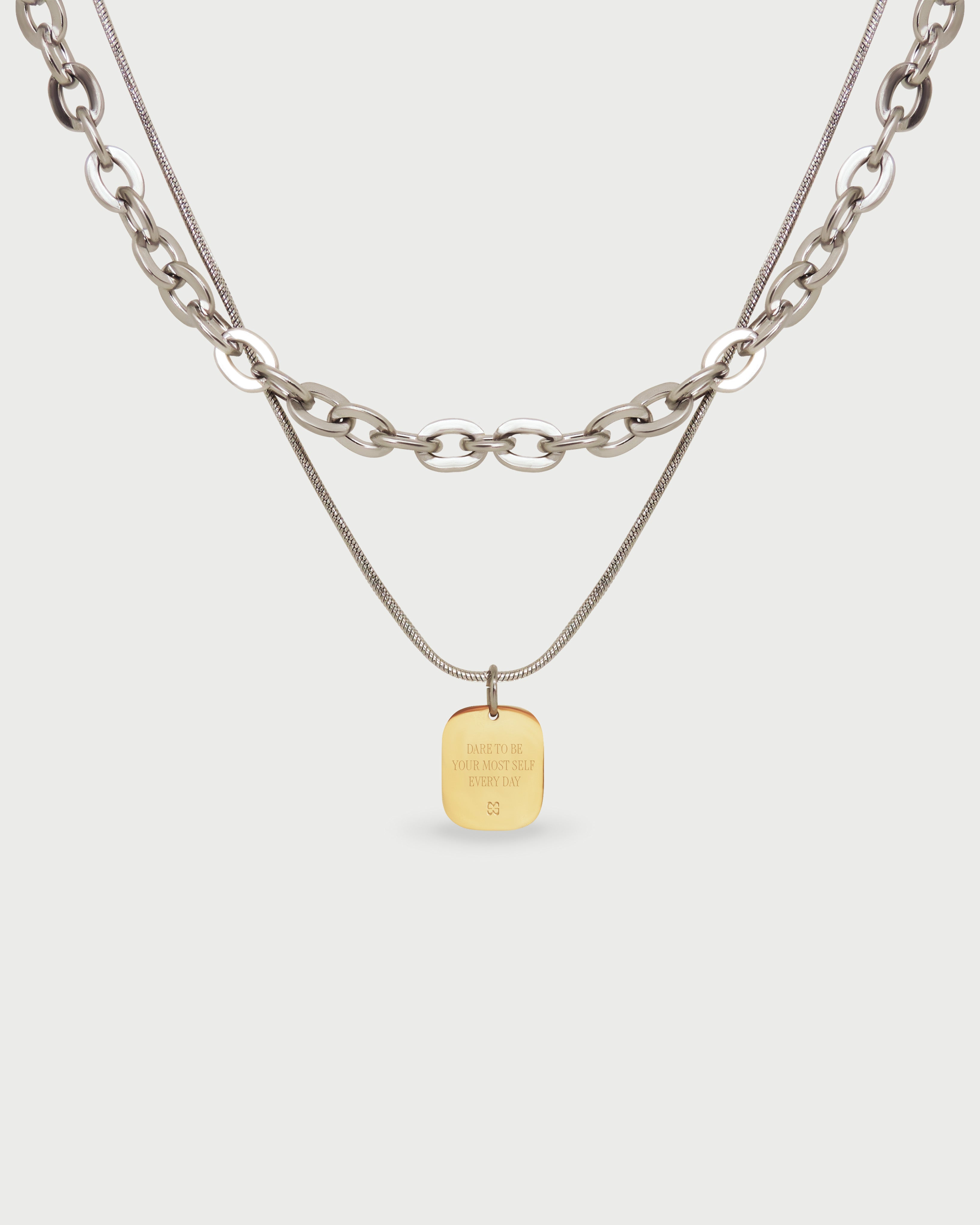 Collar Doble Dije Oro - Acero Inoxidable