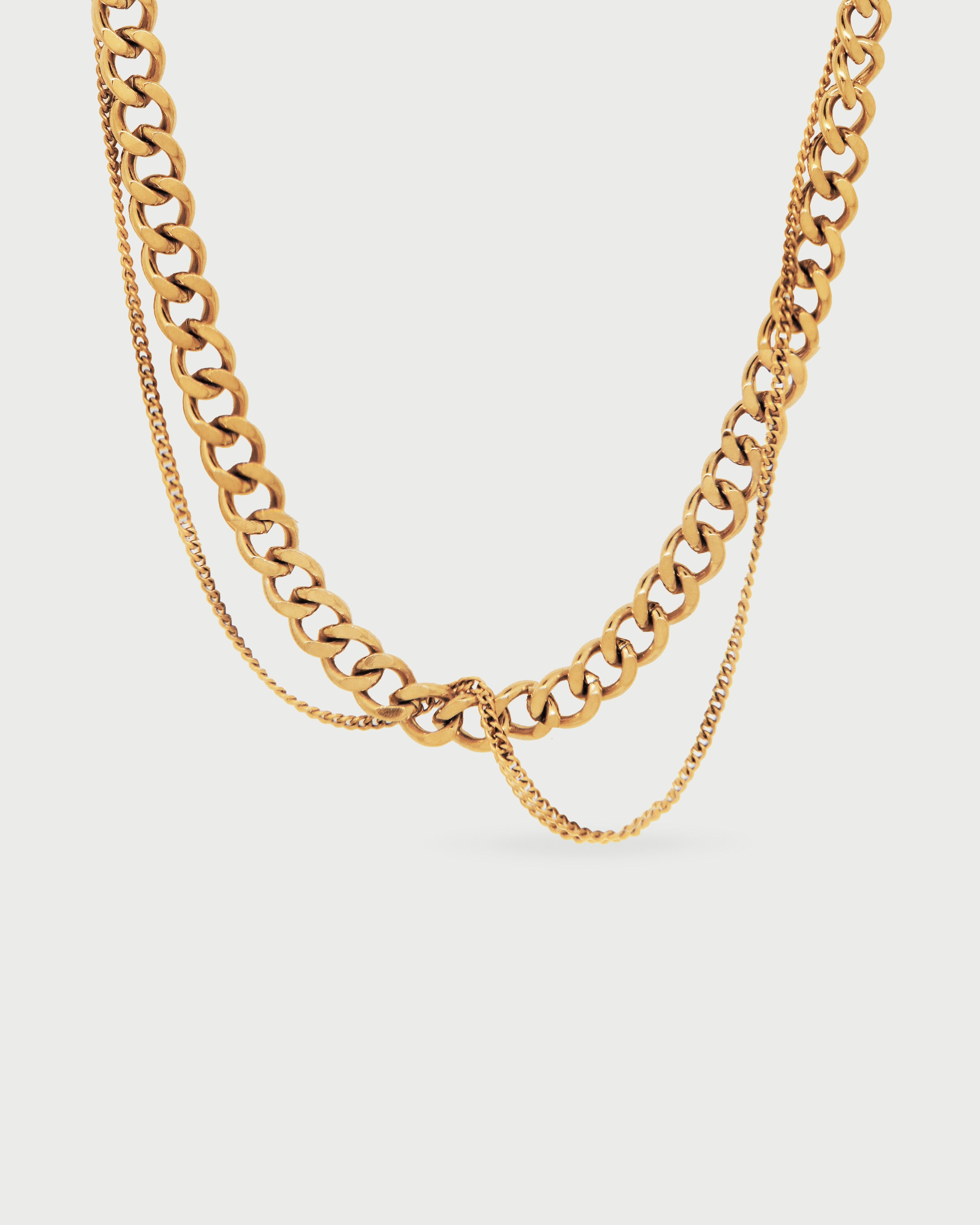 Collar Doble Cadena Eslabones - Acero Inoxidable