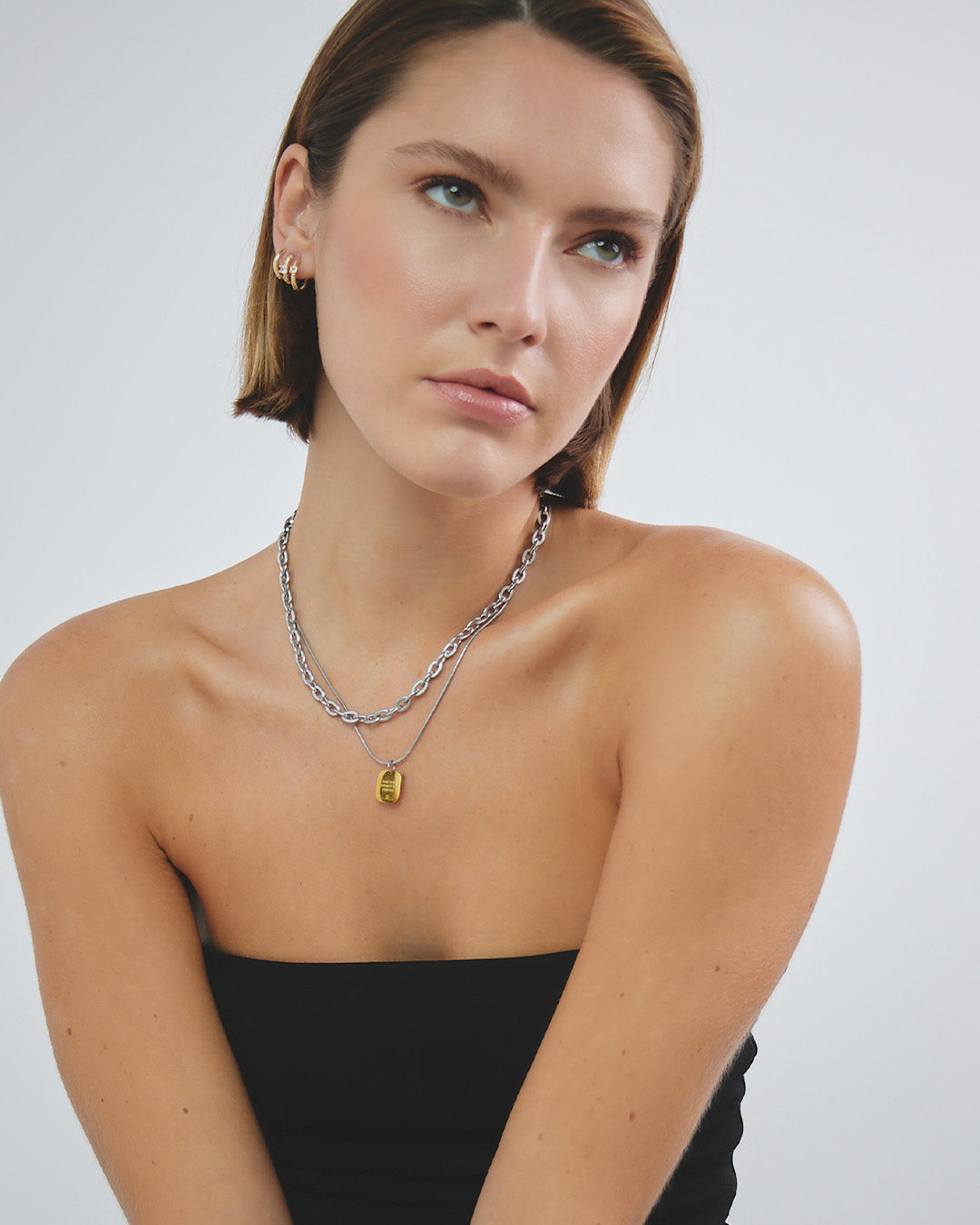 Collar Doble Dije Oro - Acero Inoxidable