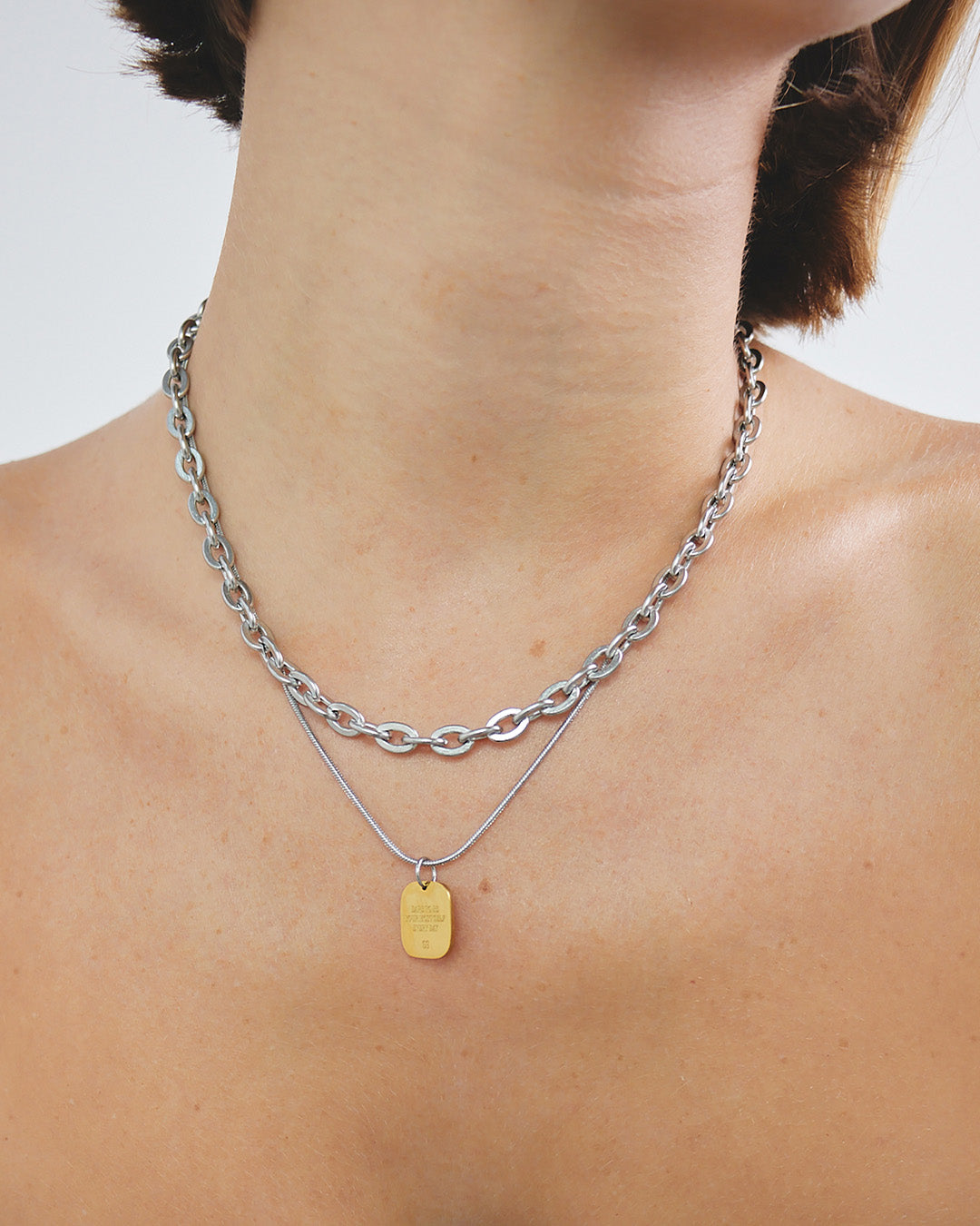 Collar Doble Dije Oro - Acero Inoxidable