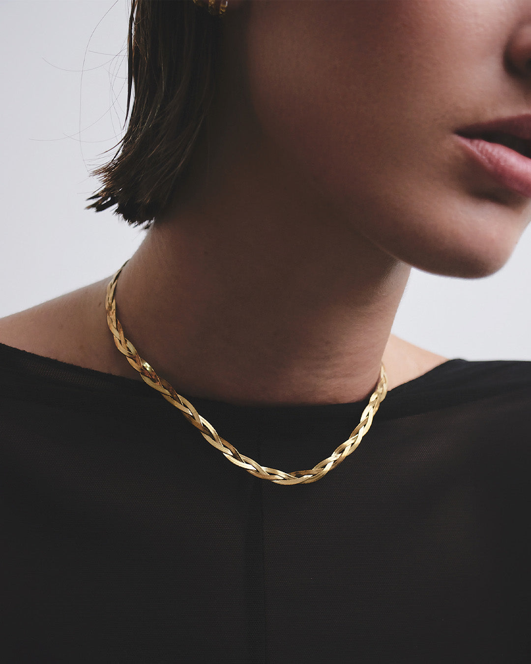 Collar Trenzado Oro - Acero Inoxidable