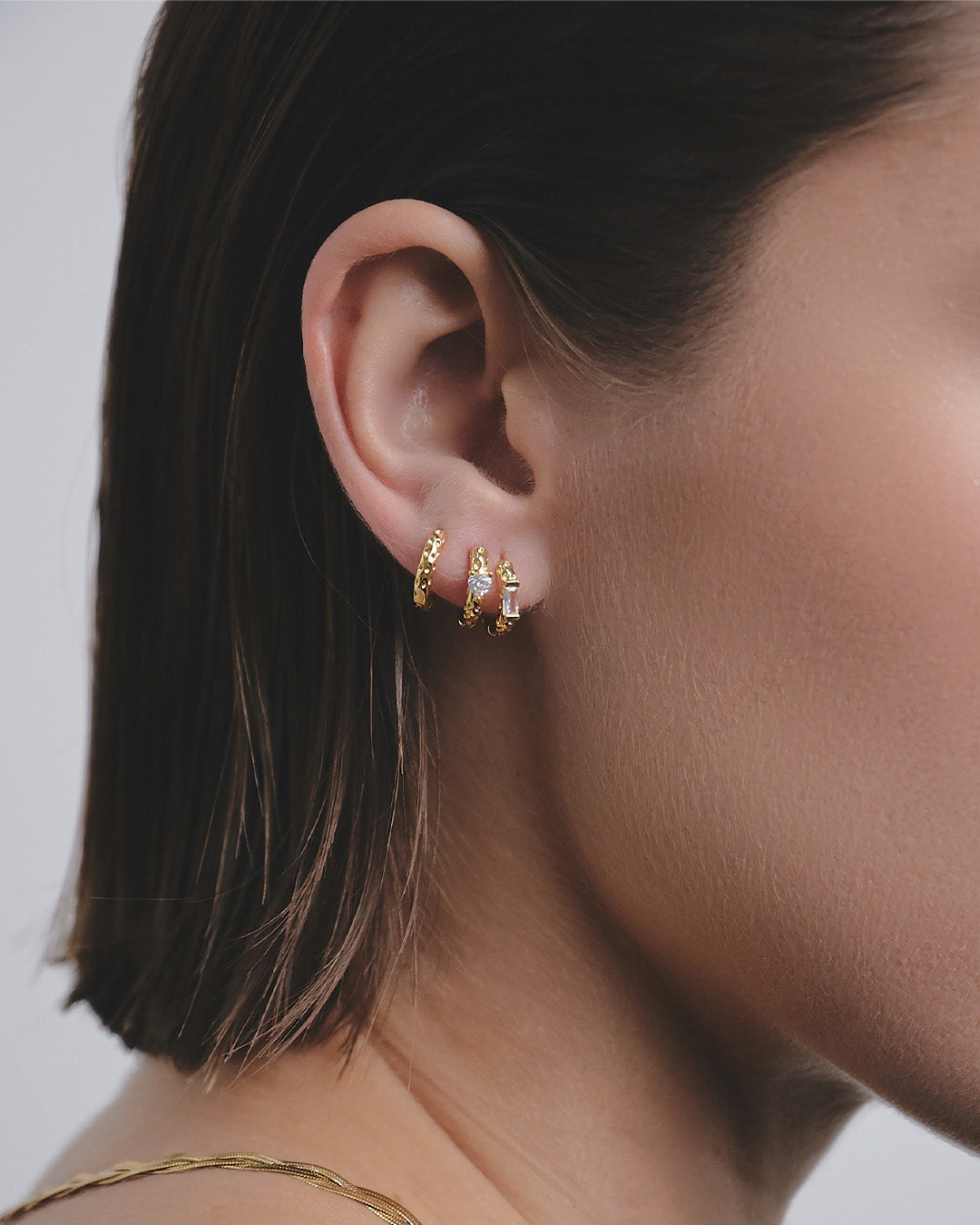 Set X3 Candongas Cristal Rectangular Oro