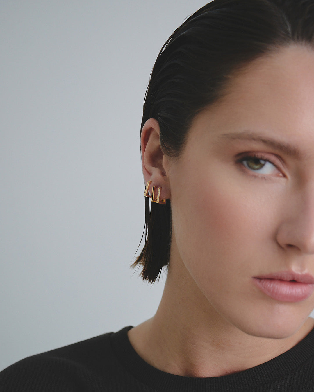 Set X3 Candongas Rectangulos Oro