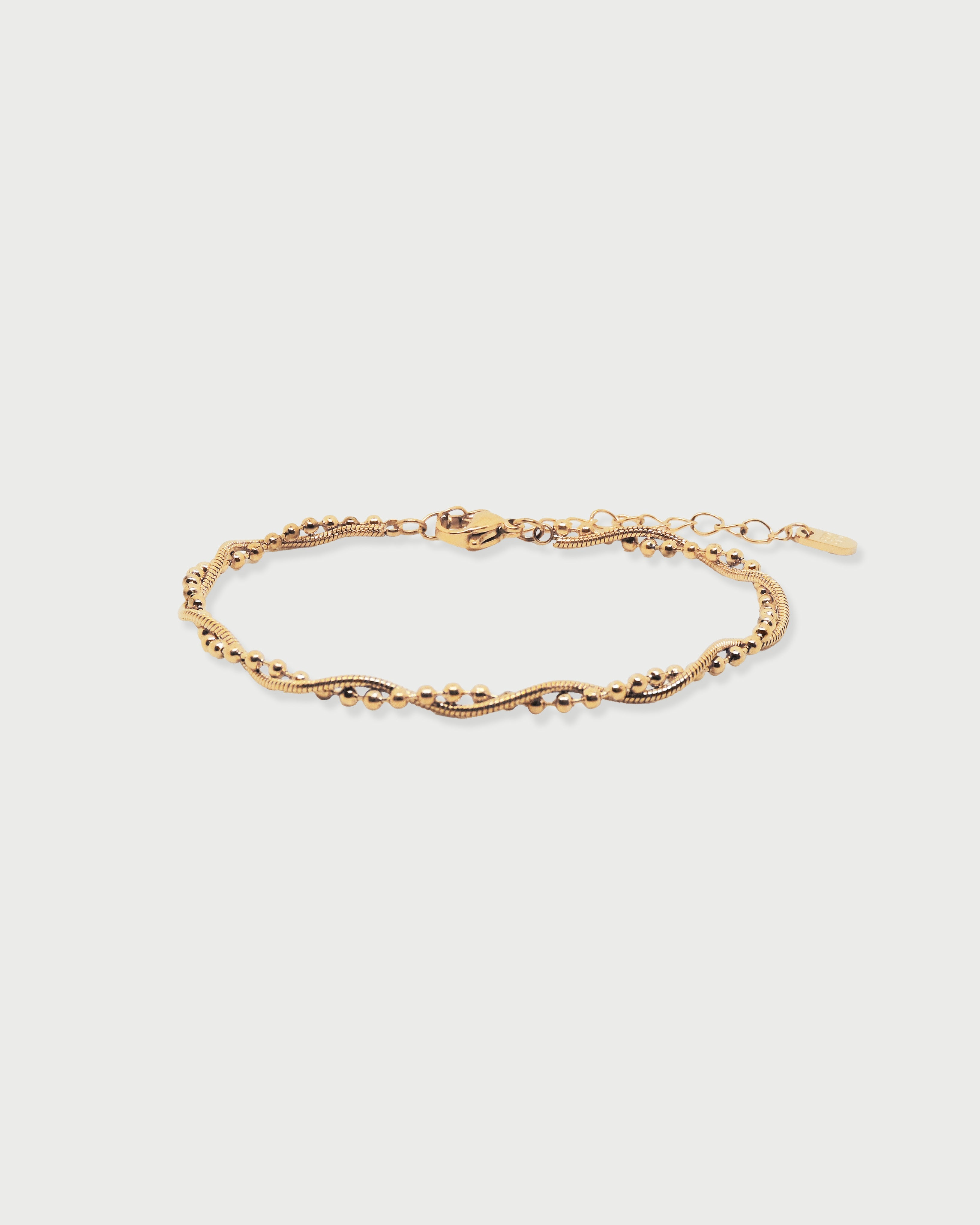 Pulsera Enlazada Balines Oro - Acero Inoxidable